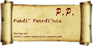 Pakó Petrónia névjegykártya